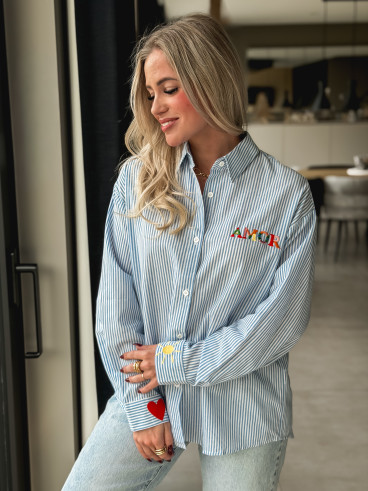 Chemise lignée Monika - Bleu