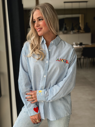 Chemise lignée Monika - Bleu