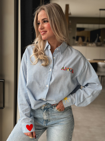 Chemise lignée Monika - Bleu