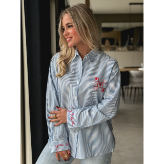 Chemise lignée "OXO" - Bleu