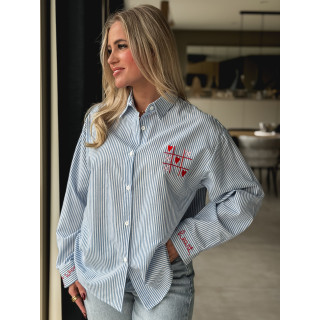 Chemise lignée "OXO" - Bleu