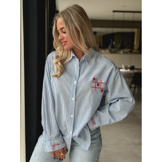 Chemise lignée "OXO" - Bleu