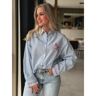 Chemise lignée "OXO" - Bleu