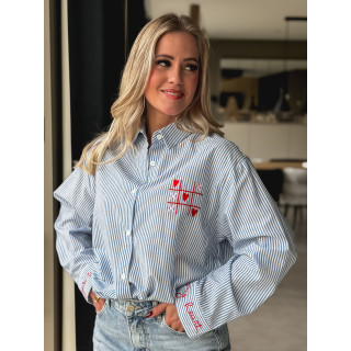 Chemise lignée "OXO" - Bleu