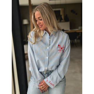 Chemise lignée "OXO" - Bleu