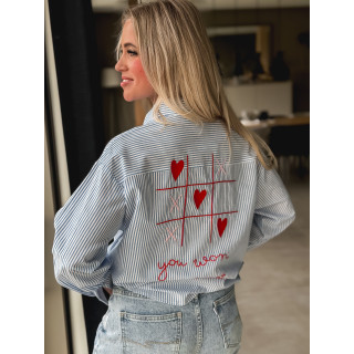 Chemise lignée "OXO" - Bleu