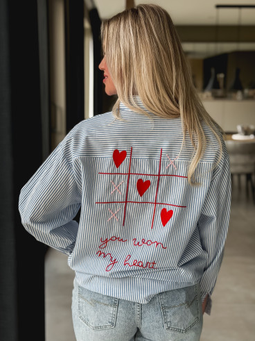 Chemise lignée "OXO" - Bleu