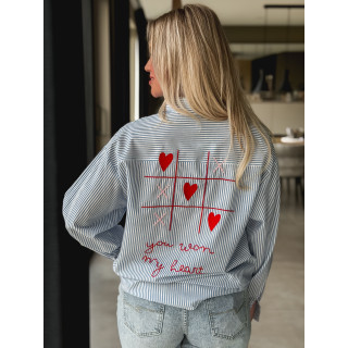 Chemise lignée "OXO" - Bleu