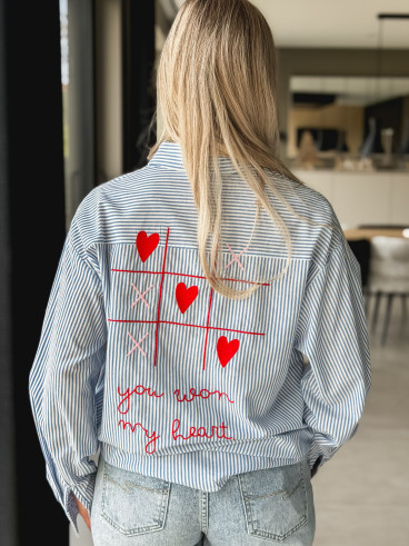 Chemise lignée "OXO" - Bleu