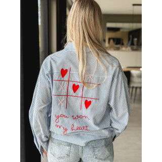 Chemise lignée "OXO" - Bleu