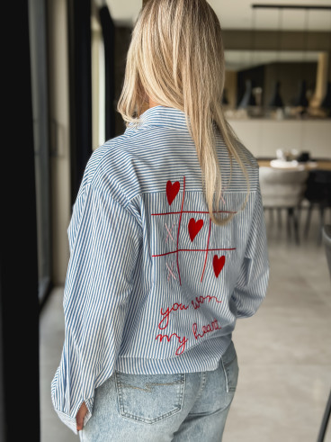 Chemise lignée "OXO" - Bleu