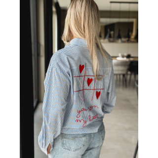 Chemise lignée "OXO" - Bleu