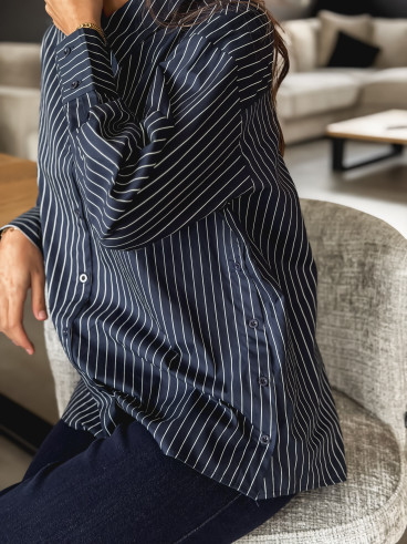 Chemise lignée Laurena - Bleu marine