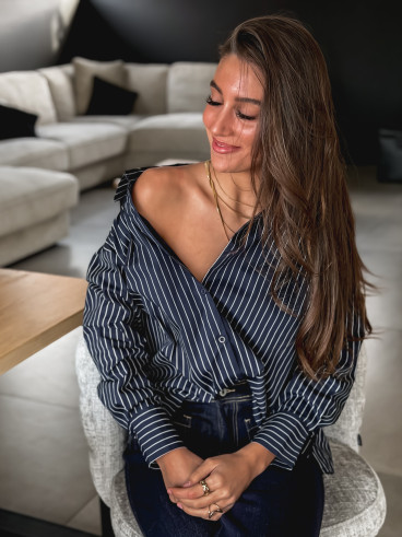 Chemise lignée Laurena - Bleu marine