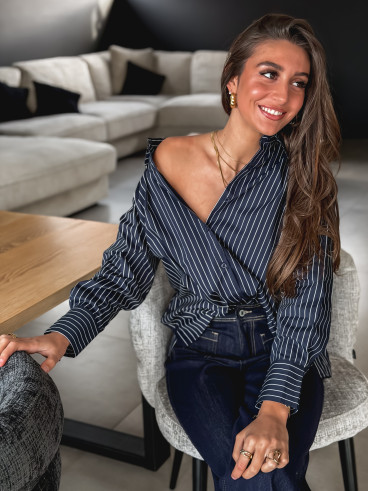 Chemise lignée Laurena - Bleu marine