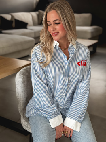 Chemise lignée "Lovers Club" - Bleu