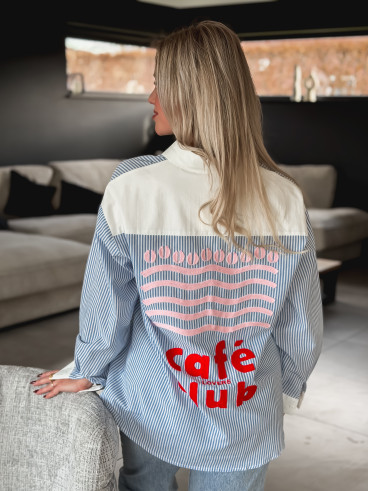 Chemise lignée "Lovers Club" - Bleu