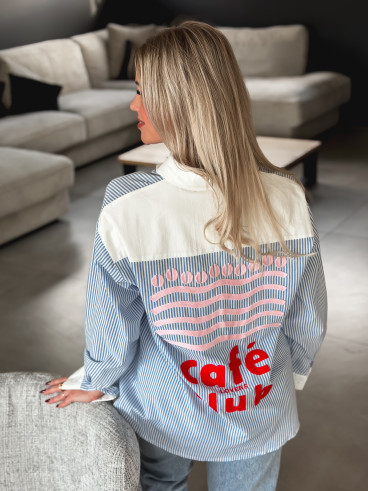 Chemise lignée "Lovers Club" - Bleu