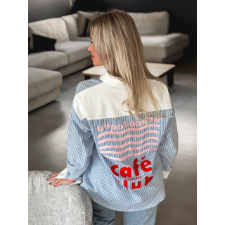 Chemise lignée "Lovers Club" - Bleu