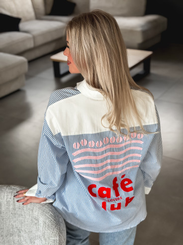 Chemise lignée "Lovers Club" - Bleu