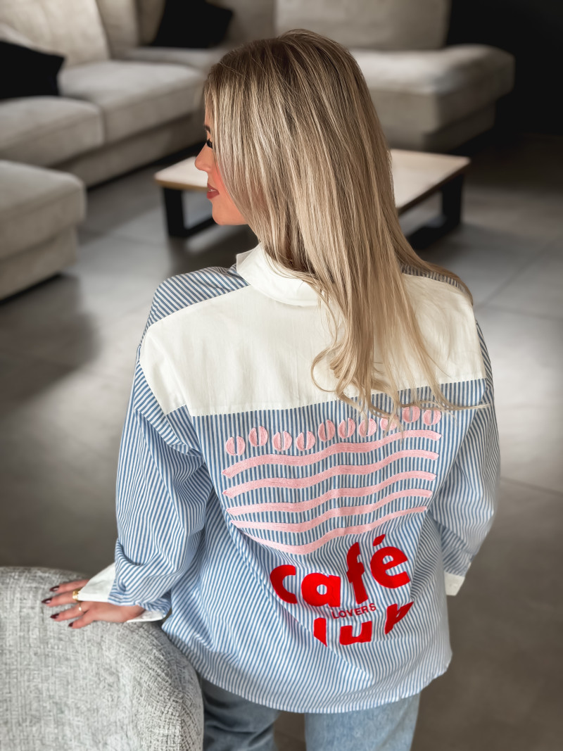 Chemise lignée "Lovers Club" - Bleu