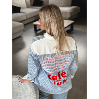 Chemise lignée "Lovers Club" - Bleu