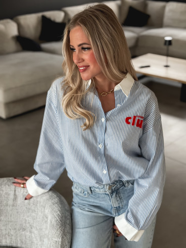 Chemise lignée "Lovers Club" - Bleu