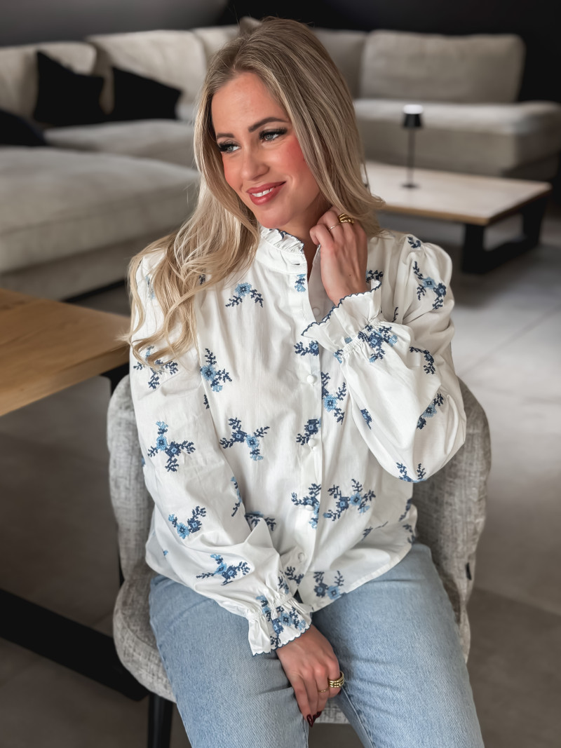 Chemise à motifs Pernelle - Blanc