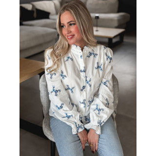 Chemise à motifs Pernelle - Blanc