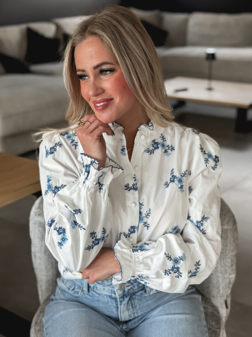 Chemise à motifs Pernelle - Blanc