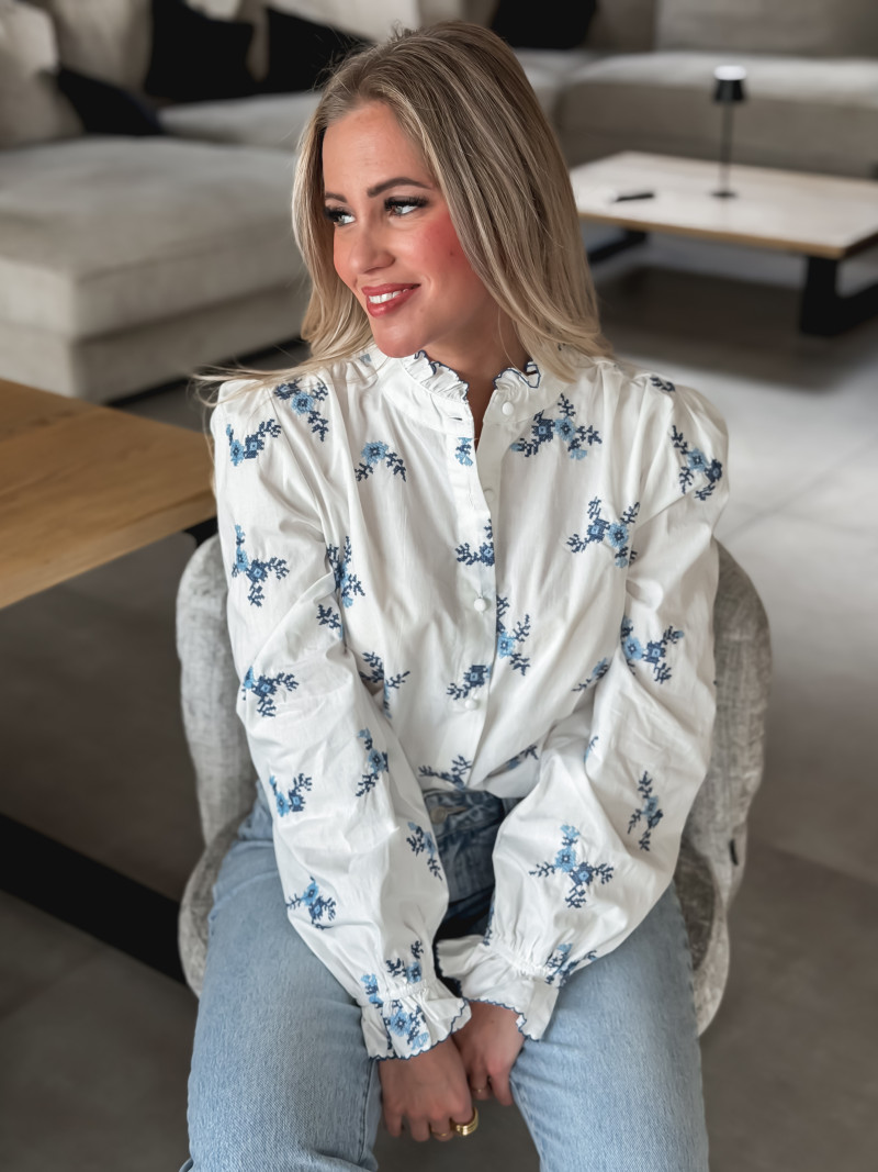 Chemise à motifs Pernelle - Blanc