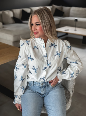 Chemise à motifs Pernelle - Blanc