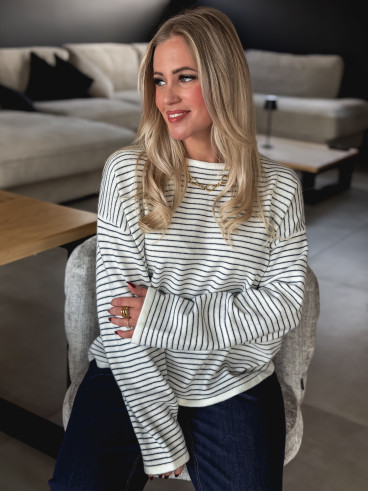 Pull ligné Charlotte - Blanc