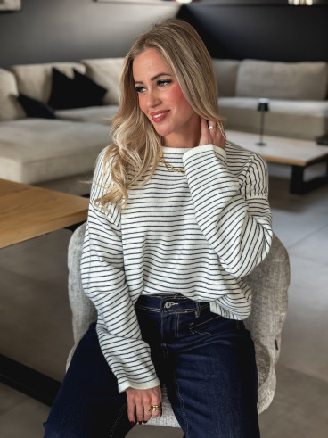 Pull ligné Charlotte - Blanc