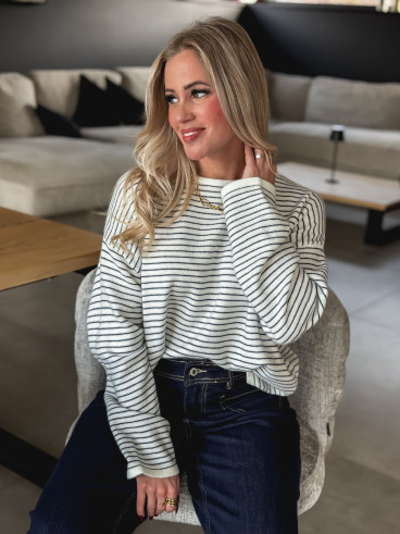 Pull ligné Charlotte - Blanc