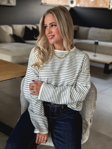 Pull ligné Charlotte - Blanc