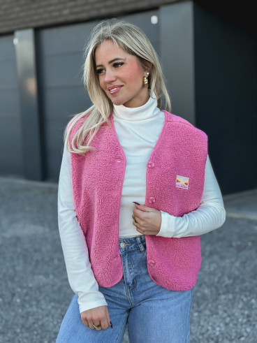 Gilet teddy Kalyra - Rose