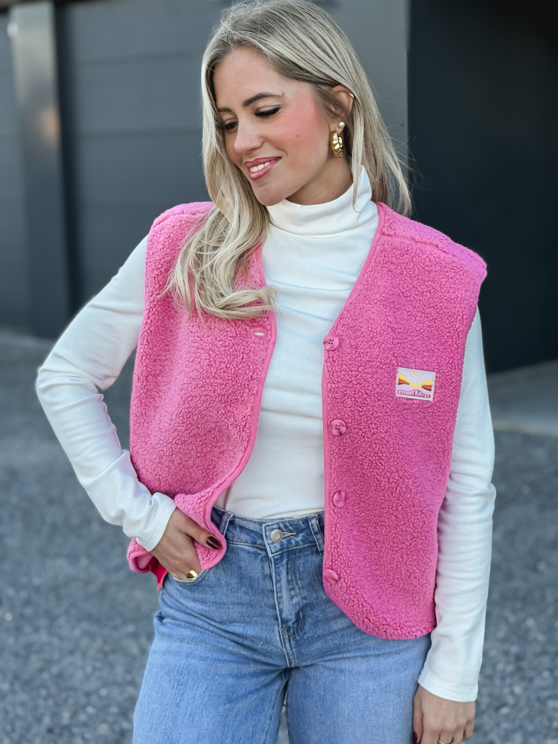 Gilet teddy Kalyra - Rose