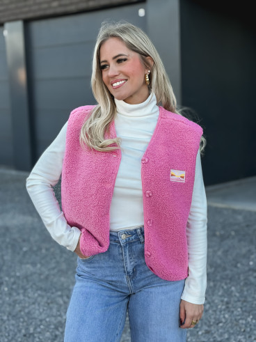 Gilet teddy Kalyra - Rose