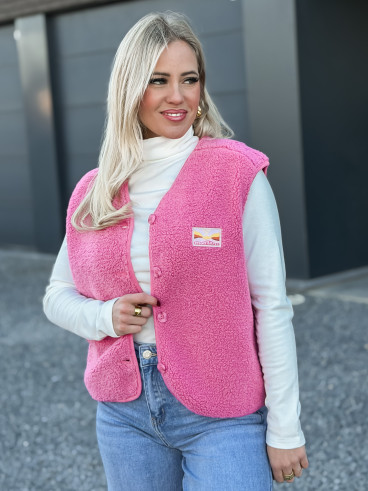 Gilet teddy Kalyra - Rose