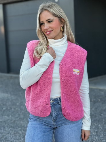 Gilet teddy Kalyra - Rose