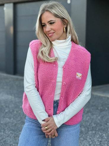 Gilet teddy Kalyra - Rose