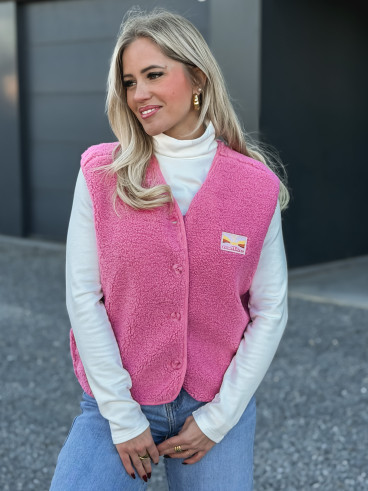 Gilet teddy Kalyra - Rose