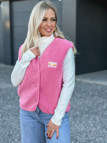 Gilet teddy Kalyra - Rose
