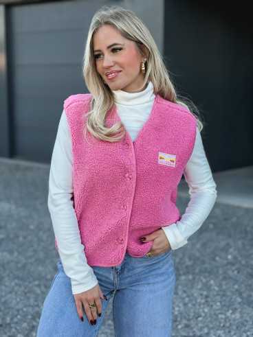 Gilet teddy Kalyra - Rose