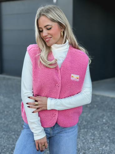 Gilet teddy Kalyra - Rose