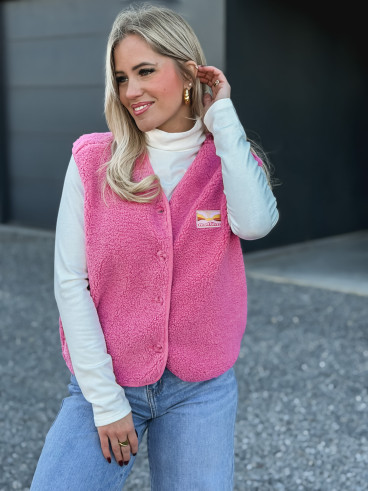 Gilet teddy Kalyra - Rose