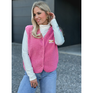 Gilet teddy Kalyra - Rose
