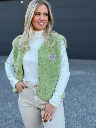Gilet teddy Kalyra - Vert
