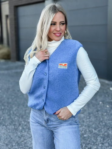 Gilet teddy Kalyra - Bleu indigo